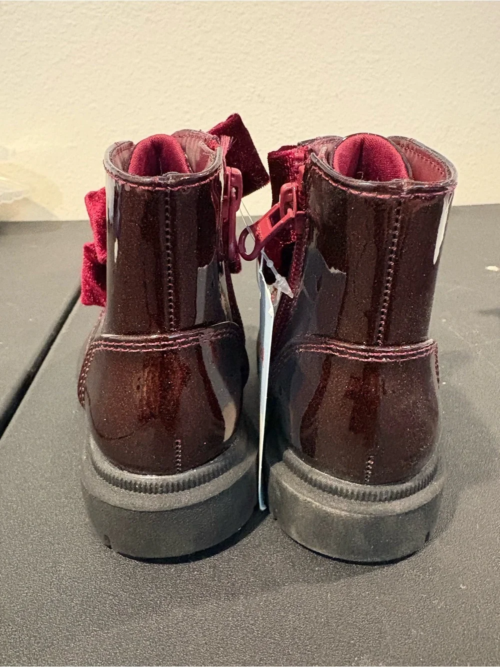 Cat and Jack Estes Combat Boots Glitter Burgundy Red Toddler Infant Girls Sz 5